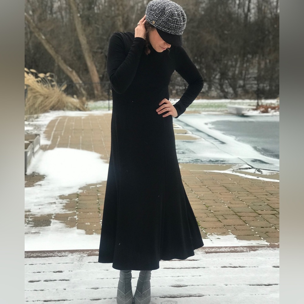 Who What Wear Midi Knit Dress in Black size Small